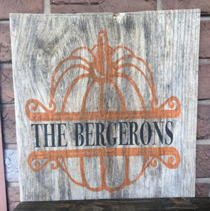 Personalized Pumpkin Sign
